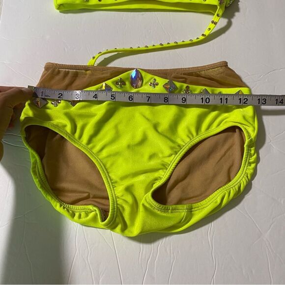 Patrick J designs solo custom dance costume neon yellow  leotard 2 piece SA - Picture 8 of 11
